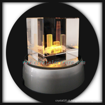 3D gravadas a laser buddilng cristal presentes ofícios de cristal com base conduzido girar